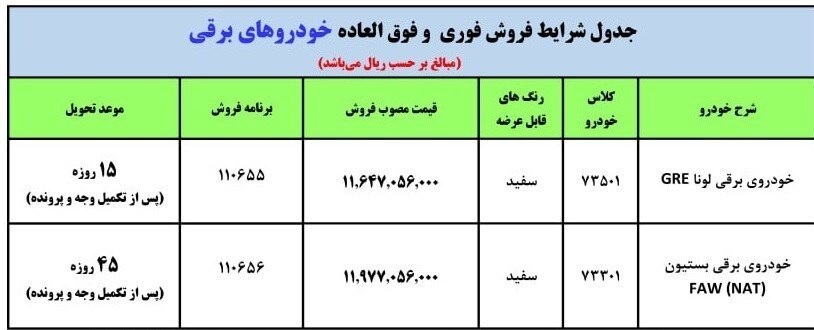 فروش فوری خودروهای برقی ایران خودرو با شرایط ویژه فروش فوری خودروهای برقی ایران خودرو با شرایط ویژه