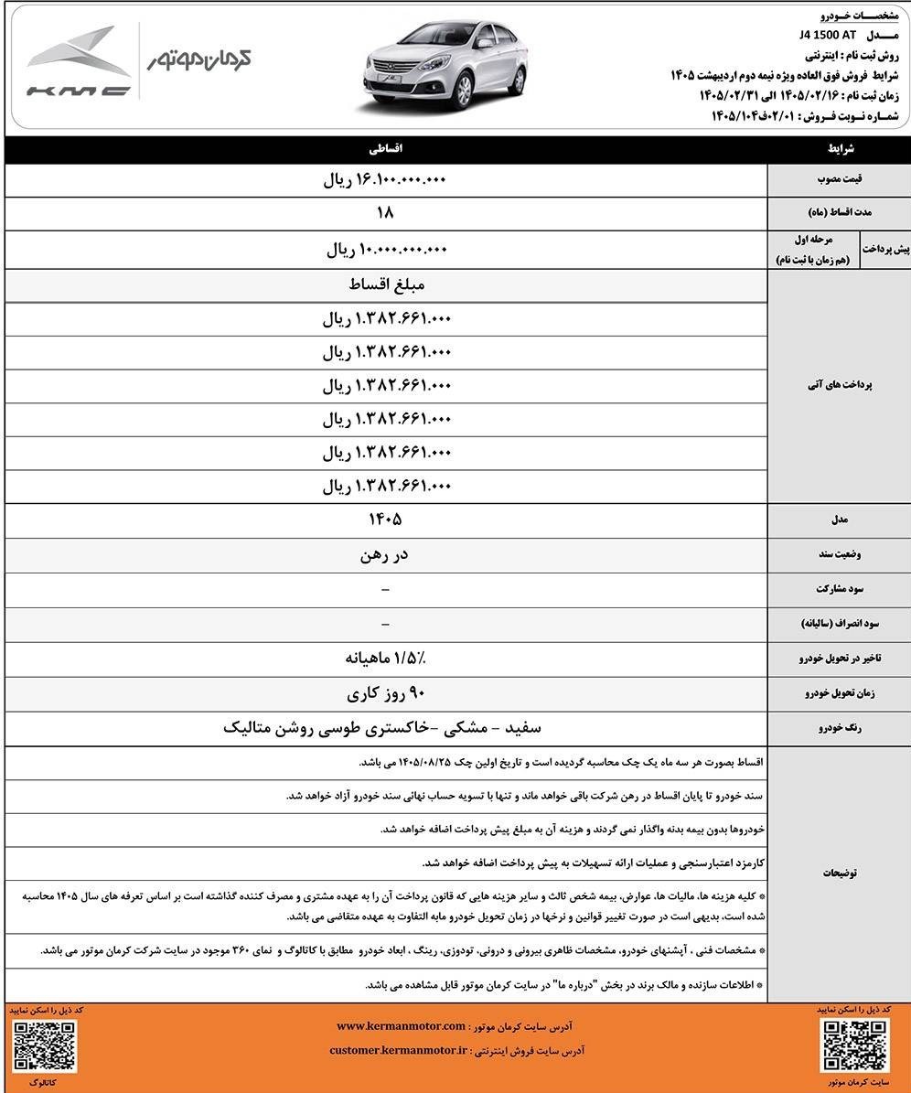 جزئیات فروش محصولات کرمان موتور+ جدول جزئیات فروش محصولات کرمان موتور+ جدول