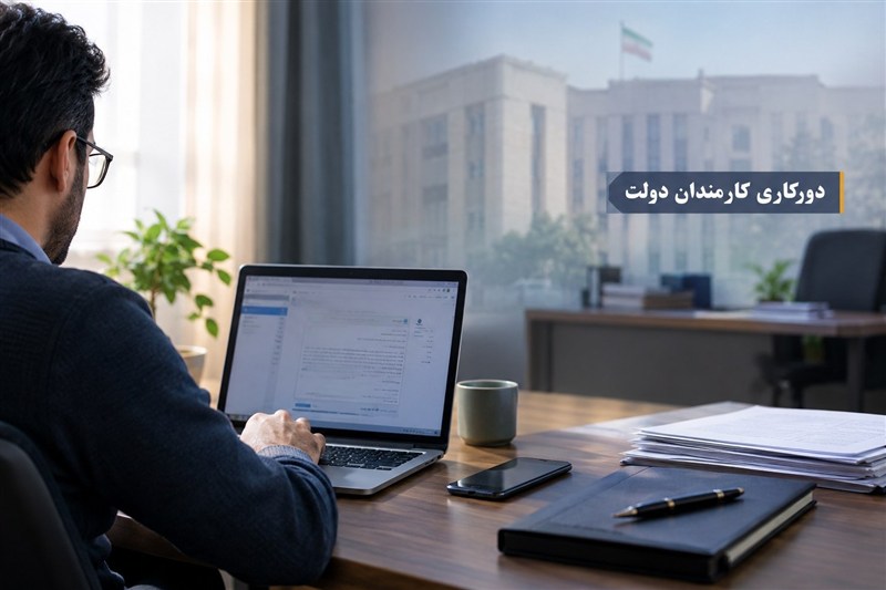 تغییر در شیوه دورکاری کارمندان دولت؛ مشمولان و جزئیات طرح جدید اعلام شد تغییر در شیوه دورکاری کارمندان دولت؛ مشمولان و جزئیات طرح جدید اعلام شد