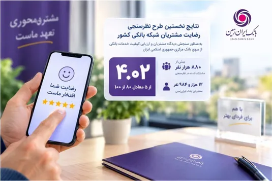 رضایت مشتریان از خدمات بانک ایران&zwnj;زمین در ارزیابی سراسری بانک مرکزی